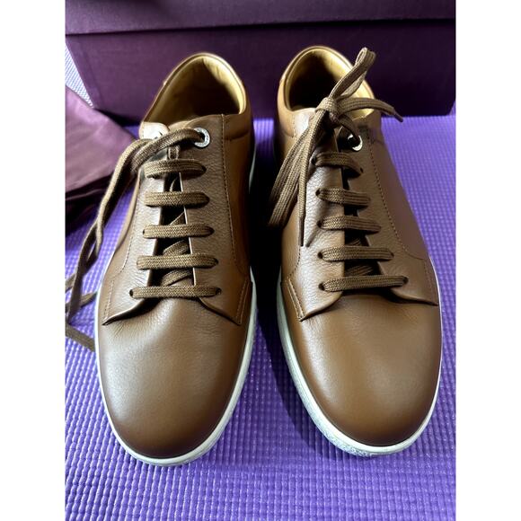John Lobb Men Molton Sneakers Trainers NEW Size 7.5 UK, 8.5 US Cognac Leather - Picture 3 of 16
